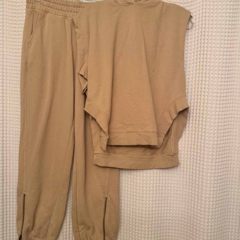 Tan Lounge Set with Zippered Joggers